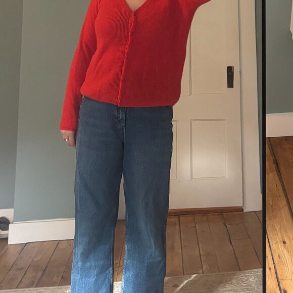 Sézane Jeans Le Crop Denim Blue Wide Leg Jeans Size 6 - Picture 5 of 8